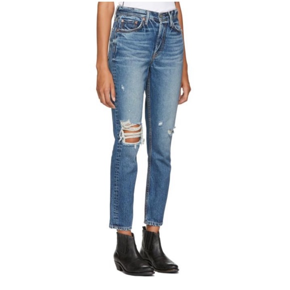 GRLFRND Denim - Karolina Distressed High Waisted Ankle Jeans, 27